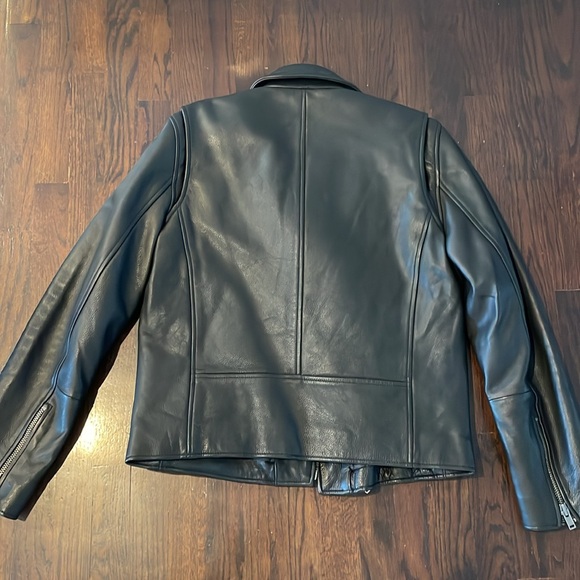 GAP Black Leather Moto Biker Jacket for Men M Excellent - Picture 6 of 11